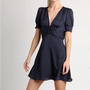 Anthro Current Air Swiss Dot Empire Waist Mini Dress - M